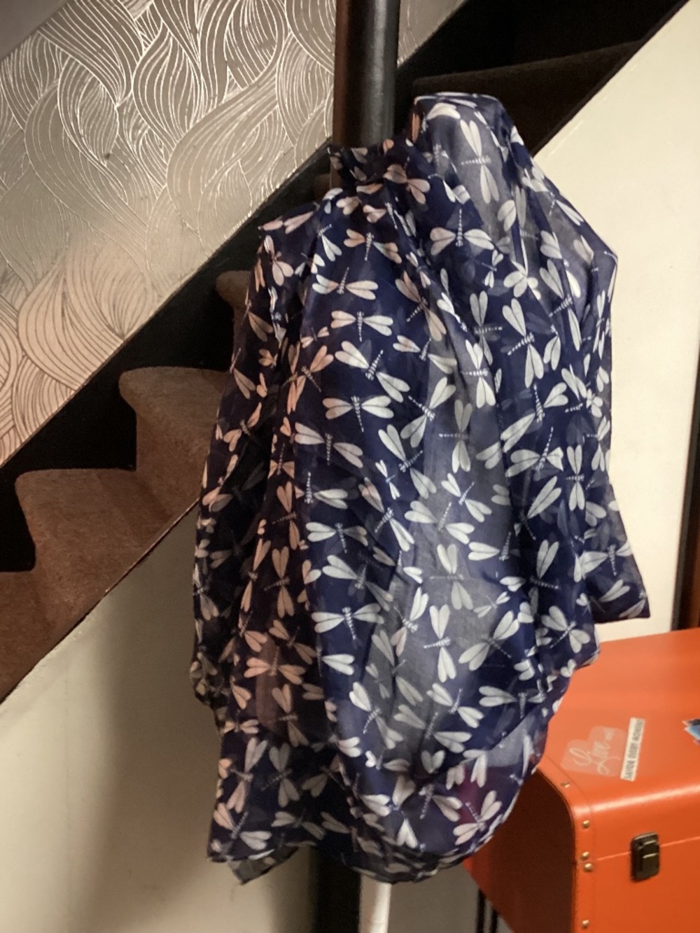 Women’s Vintage NAVY. BLUE Dragonfly Scarf